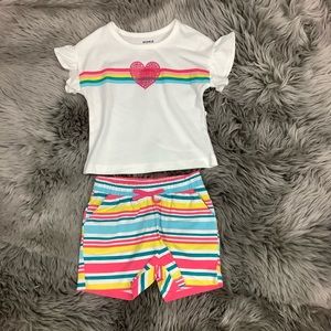 Pekkle | Girl’s 2 Piece Summer Set | Striped | Heart | Various Sizes